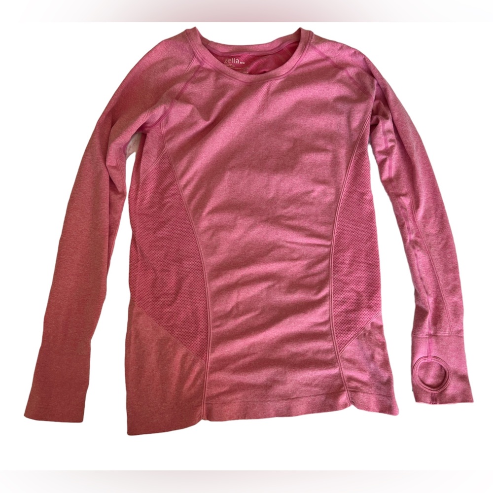 Zella Pink Long Sleeve Active Top with Thumb Holes
